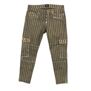 Hudson Nomad Cargo‎ Jeans Womens 32 x 30 Green Striped Slim Skinny Stretch Denim